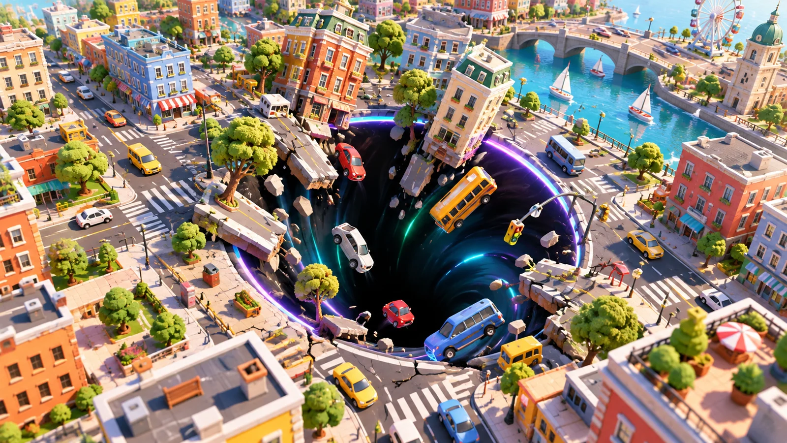 Hole.io game-inspired editorial illustration